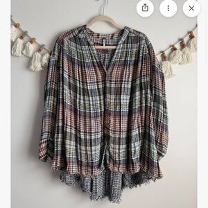 Free People plaid flow top NWT small